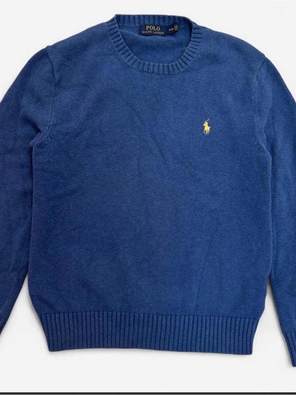 Ralph Lauren Blue Crewneck Sweater with Yellow Polo Player